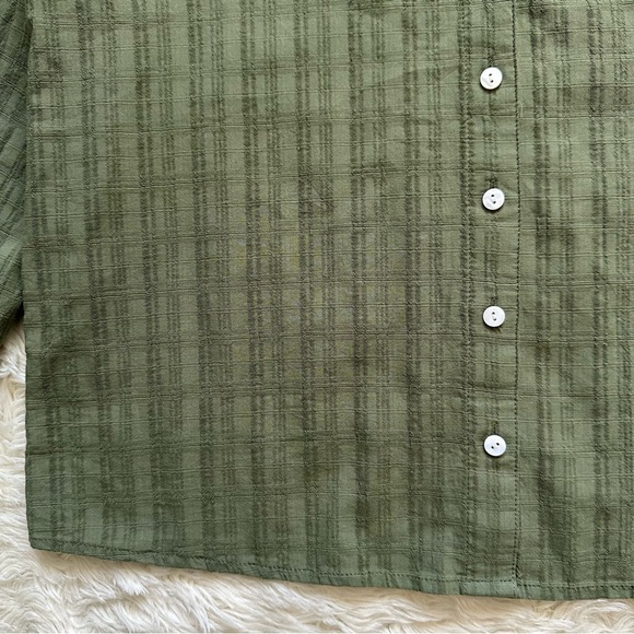 Madewell Top Ruffle-Collar Button-Up Shirt in Syril Plaid Faded Palm 0 NWT New - Picture 7 of 12